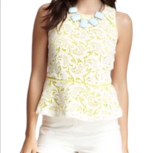 EUC Anthropologie Greylin Yellow peplum lace top - Picture 3 of 5